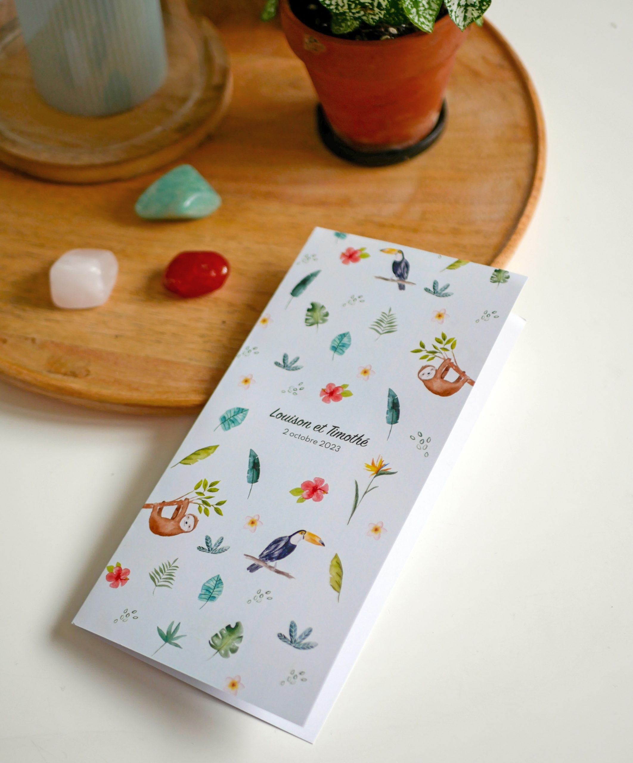 faire part de naissance aquarelle motif jungle